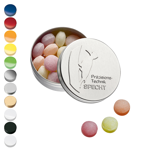 XS-Prägedose mit Bären Company-Fruchtbonbons