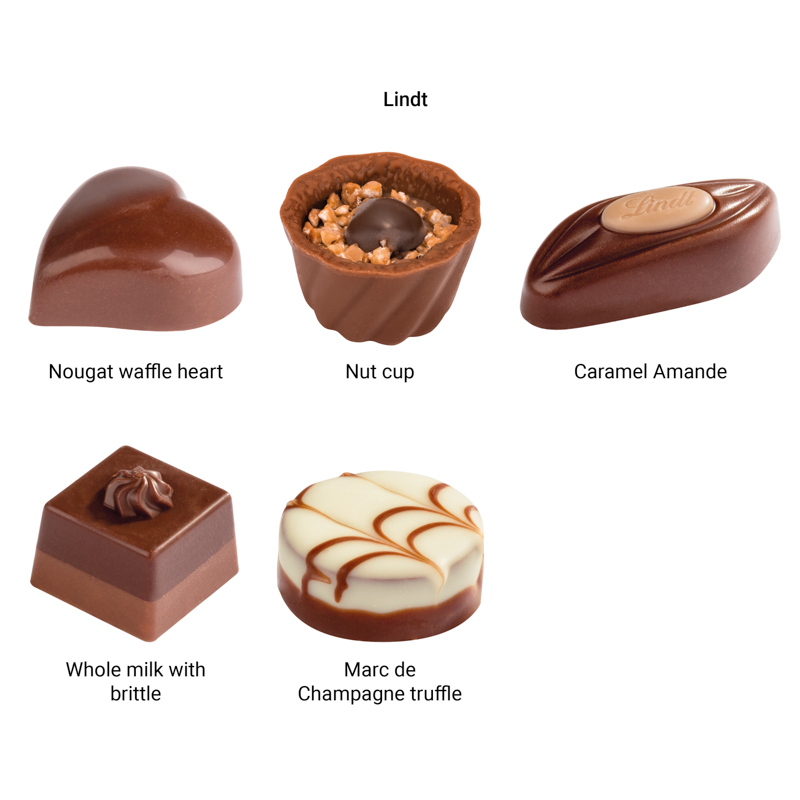 Lindt Präsent im Werbeschuber "Hasenohren", Lindt Mini Pralinés