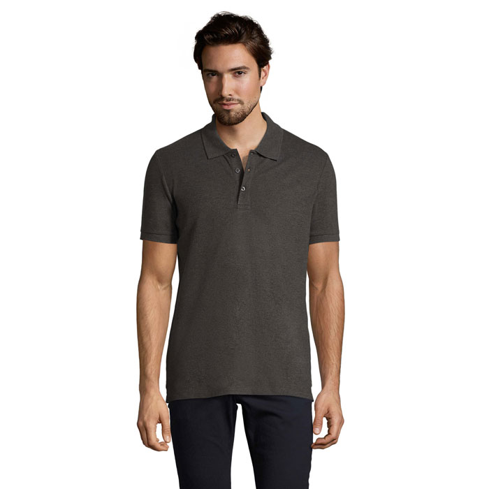 PHOENIX MEN - PHOENIX HERREN POLO 220g - Charcoal Melange